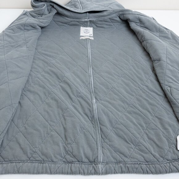 Urban Outfitters Freja Quilted Hooded Jacket Gray Winter Oversized Small - Picture 11 of 14